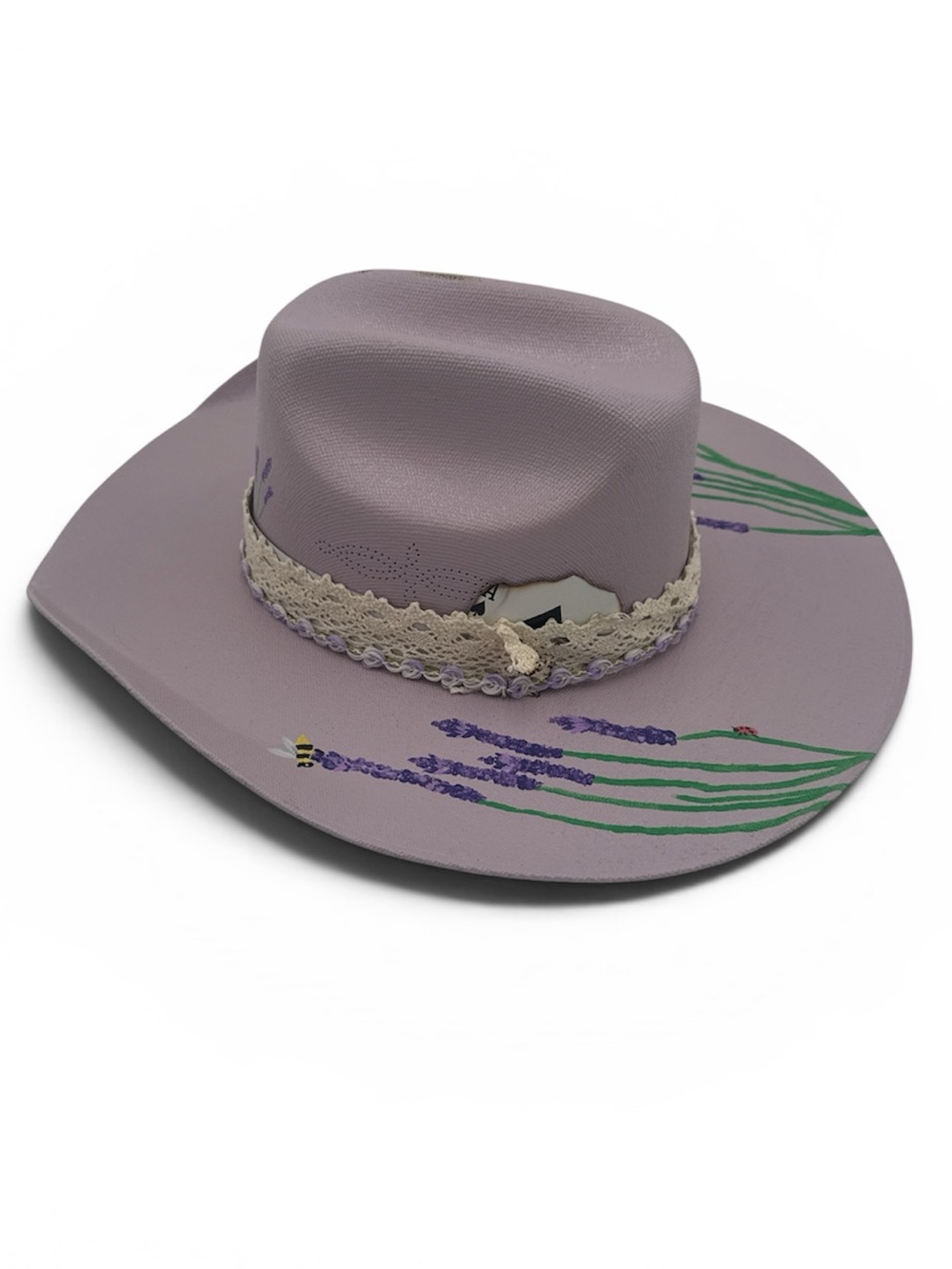Lavender Floral Trim Women's Wide Brim Hat